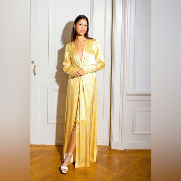 Ganni Cameron V-neck Floral Satin Maxi Dress - Picture 3 of 15